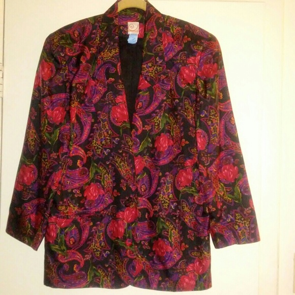 Vintage Amanda Fielding Silk Paisley Floral Blazer - Picture 1 of 6